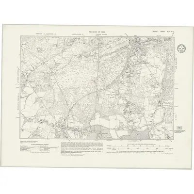 1933 Map of Dorset XLIII.NE, 1935 Print