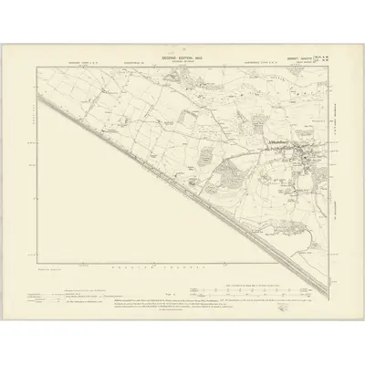 1901 Map of Dorset XLVI.SW & LII.NW, 1903 Print