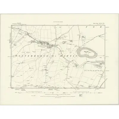 1886 Map of Dorset XLVII.NW, 1888 Print