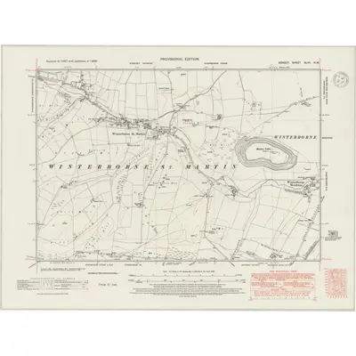 1938 Map of Dorset XLVII.NW, 1947 Print