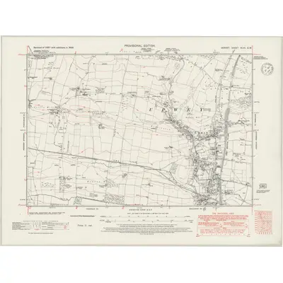 1938 Map of Dorset XLVII.SW, 1947 Print
