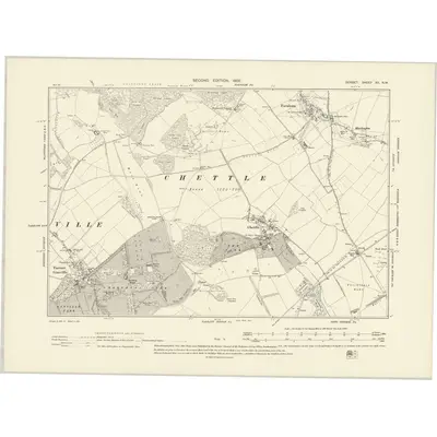 1900 Map of Dorset XV.NW, 1902 Print