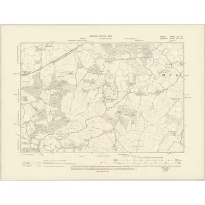 1901 Map of Dorset XX.NE, 1904 Print