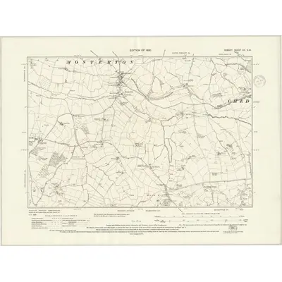1928 Map of Dorset XX.SW, 1937 Print