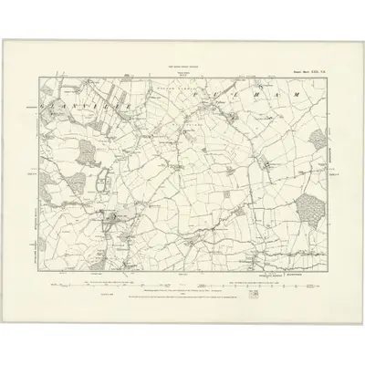 1887 Map of Dorset XXII.NE, 1888 Print