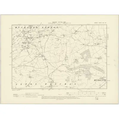 1901 Map of Dorset XXII.SE, 1903 Print