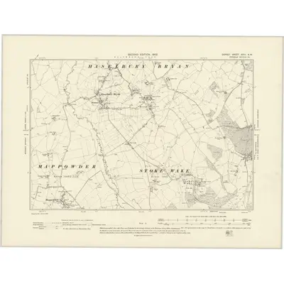 1900 Map of Dorset XXIII.NW, 1902 Print