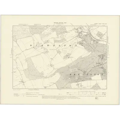 1900 Map of Dorset XXIV.NW, 1902 Print