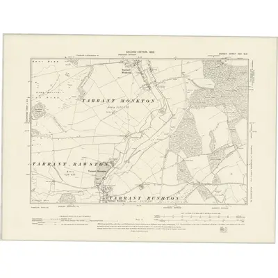 1900 Map of Dorset XXV.NW, 1902 Print