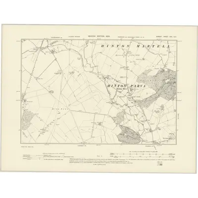 1900 Map of Dorset XXV.SE, 1902 Print