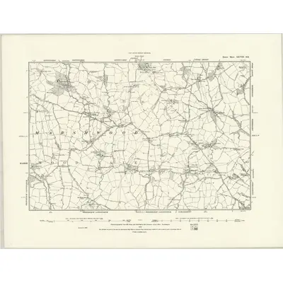 1887 Map of Dorset XXVIII.SE, 1888 Print