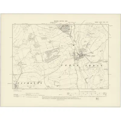 1900 Map of Dorset XXXI.NW, 1903 Print