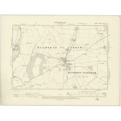1900 Map of Dorset XXXII.SE, 1902 Print