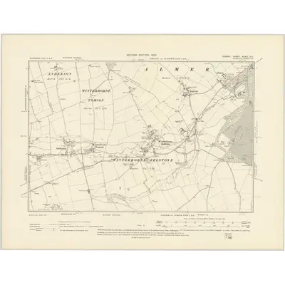 1900 Map of Dorset XXXIII.SE, 1902 Print
