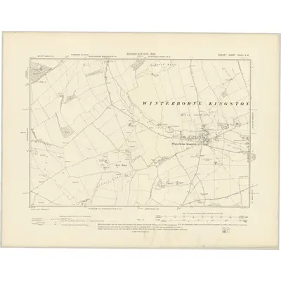 1900 Map of Dorset XXXIII.SW, 1902 Print
