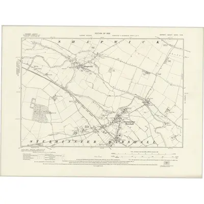 1926 Map of Dorset XXXIV.NW, 1929 Print