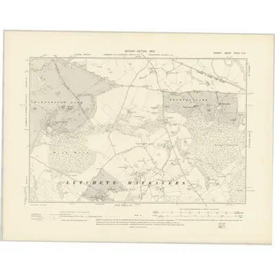 1900 Map of Dorset XXXIV.SW, 1902 Print