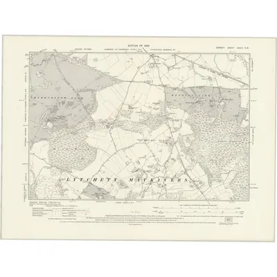 1926 Map of Dorset XXXIV.SW, 1929 Print