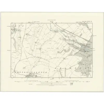 1886 Map of Dorset XXXIX.NE, 1888 Print