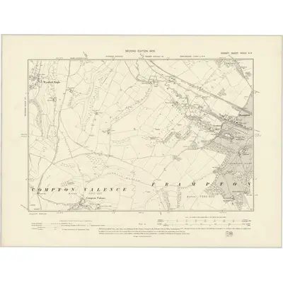 1901 Map of Dorset XXXIX.NE, 1903 Print