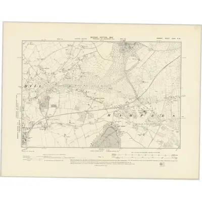 1900 Map of Dorset XXXV.NW, 1902 Print