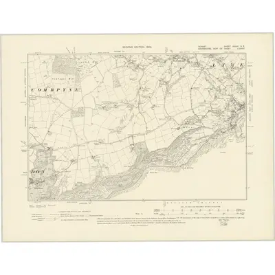 1901 Map of Dorset XXXVI.SE, 1904 Print