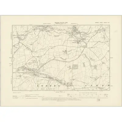 1901 Map of Dorset XXXVIII.NE, 1903 Print