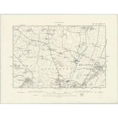 1886 Map of Dorset XXXVIII.NW, 1888 Print