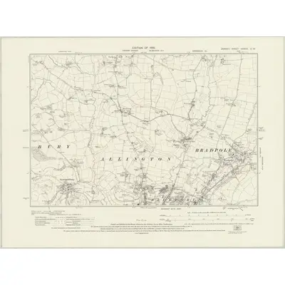 1928 Map of Dorset XXXVIII.NW, 1930 Print