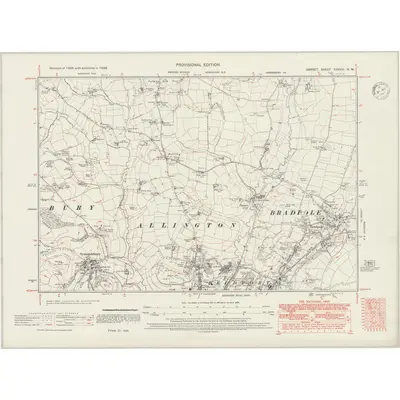 1938 Map of Dorset XXXVIII.NW, 1947 Print