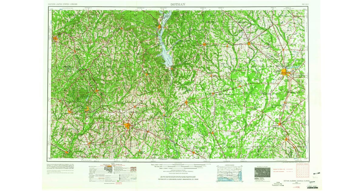 Old Maps of Baconton GA for Metal - Dothan Houston County Al Usgs Topo 1953 P1966 Og 1200x630 