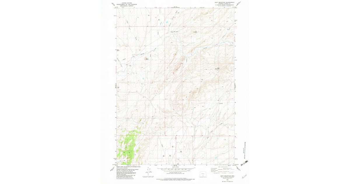 1982 Map of Doty Mountain, Carbon County, WY — High-Res | Pastmaps