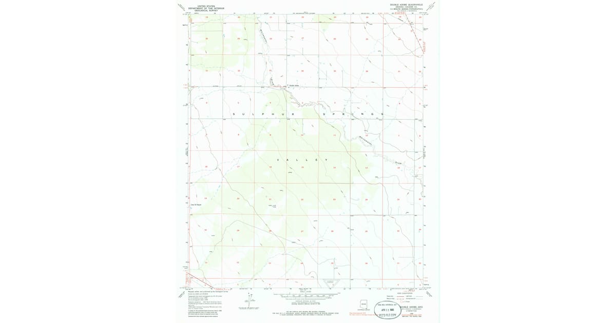 1958 Map of Double Adobe, Cochise County, AZ — High-Res, 1986 Print ...