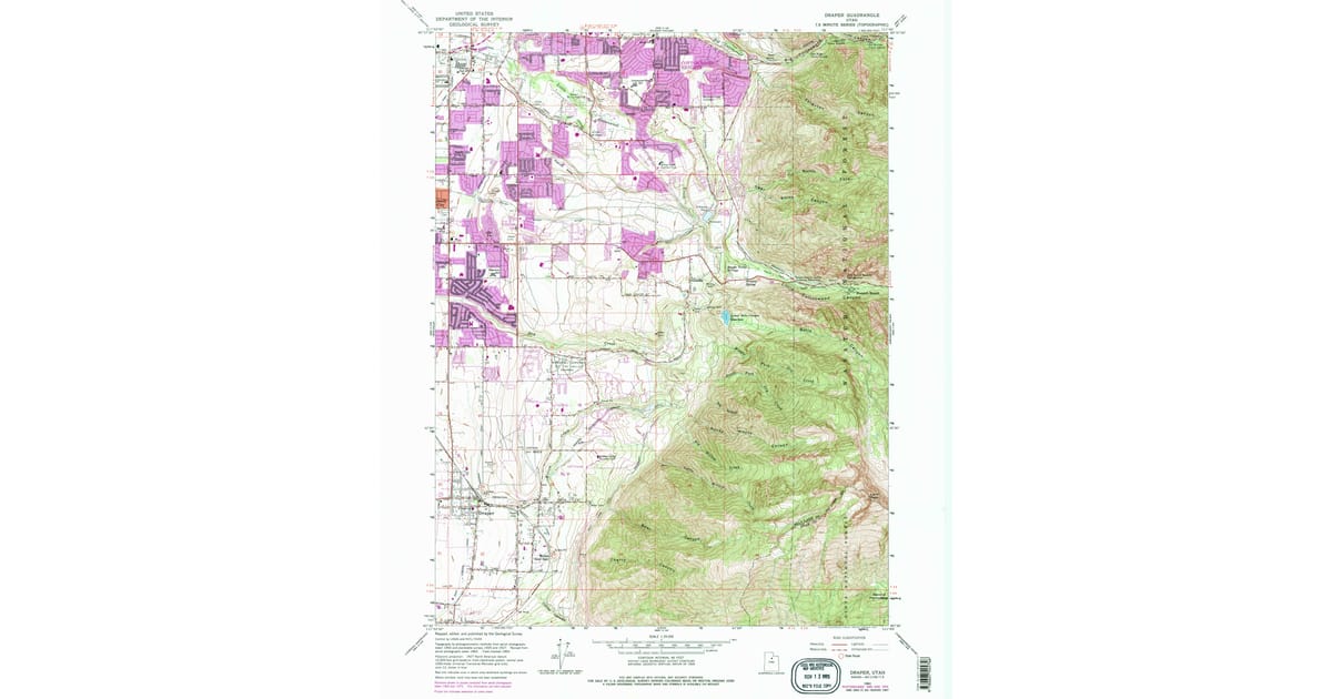 Draper Map 1963 Map of Draper, UT — High-Res, 1978 Print | Pastmaps