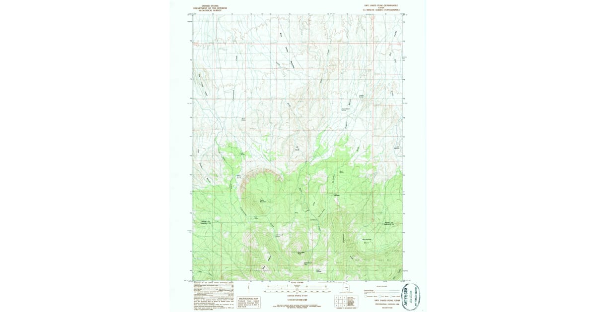 1986 Map of Dry Lakes Peak, Wayne County, UT — High-Res | Pastmaps
