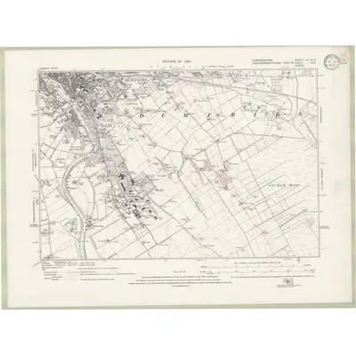1929 Map of Dumfriesshire Sheet LV.NE, 1932 Print