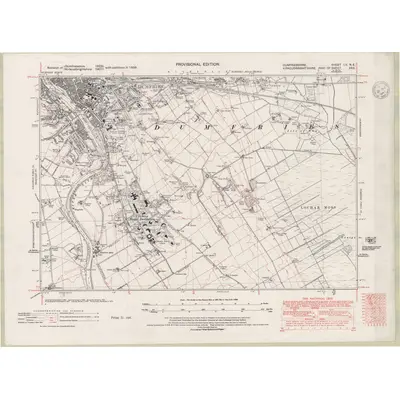 1938 Map of Dumfriesshire Sheet LV.NE, 1947 Print
