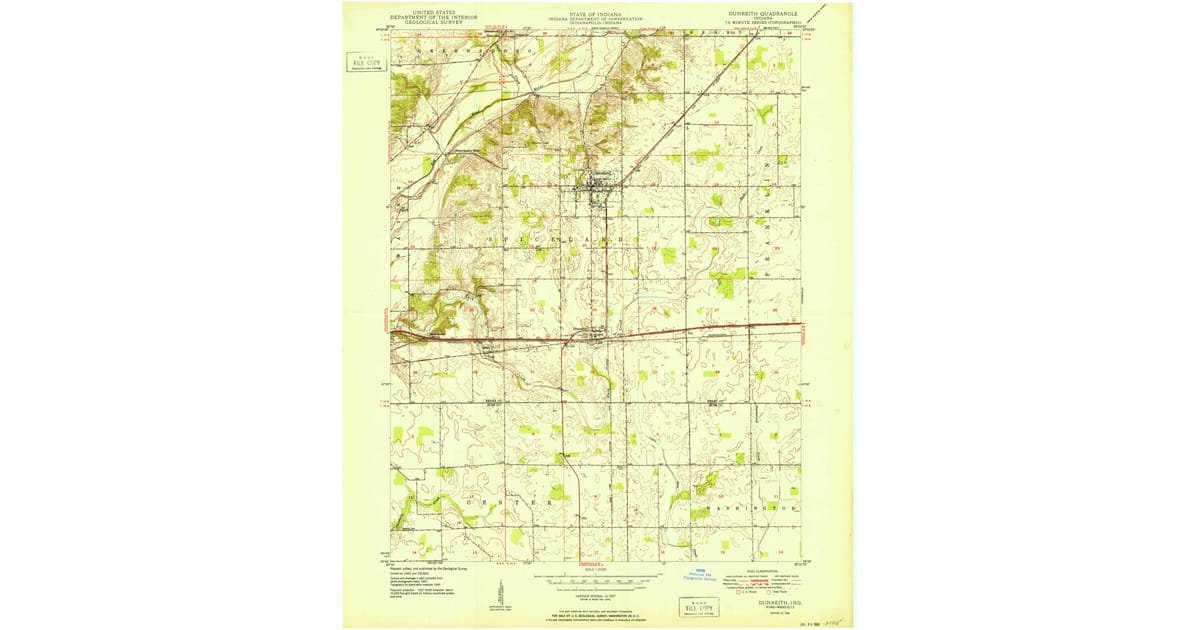 1950s Maps of Spiceland IN Pastmaps - Dunreith Henry County In Usgs Topo 1950 Og 1200x630 