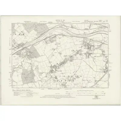 1914 Map of Durham I.SE, 1921 Print
