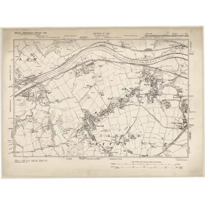 1938 Map of Durham I.SE, 1939 Print