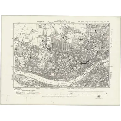 1913 Map of Durham II.SE, 1921 Print