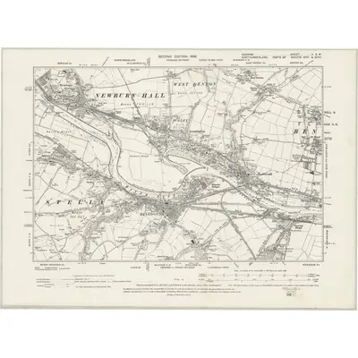1895 Map of Durham II.SW, 1898 Print
