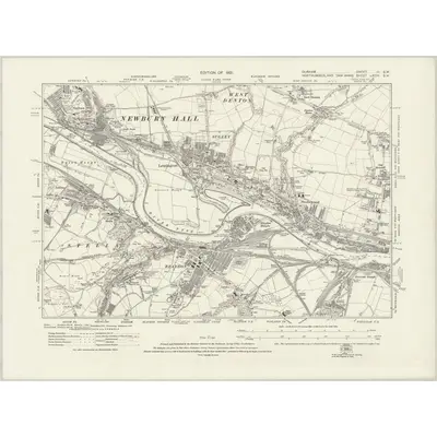 1914 Map of Durham II.SW, 1921 Print