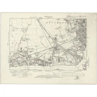 1913 Map of Durham III.NE, 1921 Print
