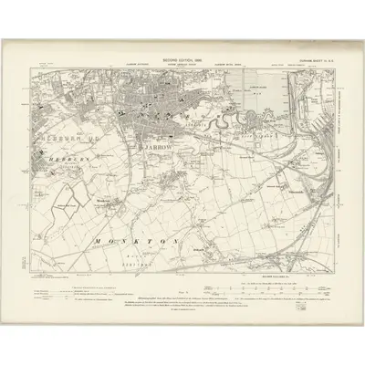 1894 Map of Durham III.SE, 1898 Print