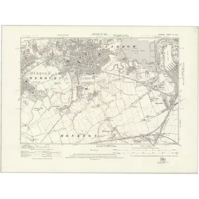 1912 Map of Durham III.SE, 1921 Print