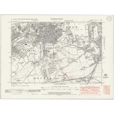 1938 Map of Durham III.SE, 1946 Print