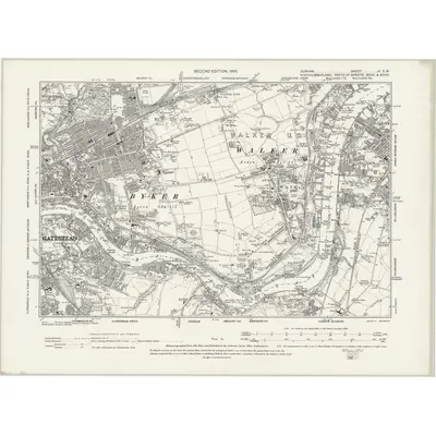 1894 Map of Durham III.SW, 1898 Print