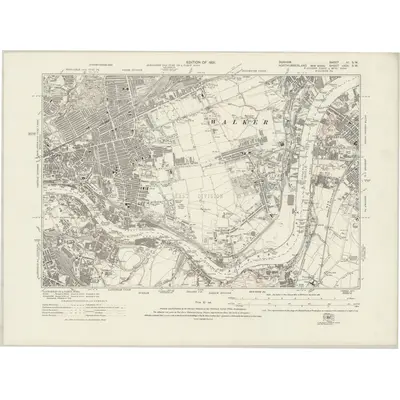 1912 Map of Durham III.SW, 1921 Print