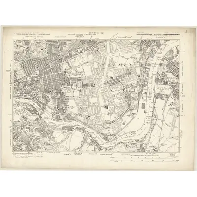 1938 Map of Durham III.SW, 1939 Print